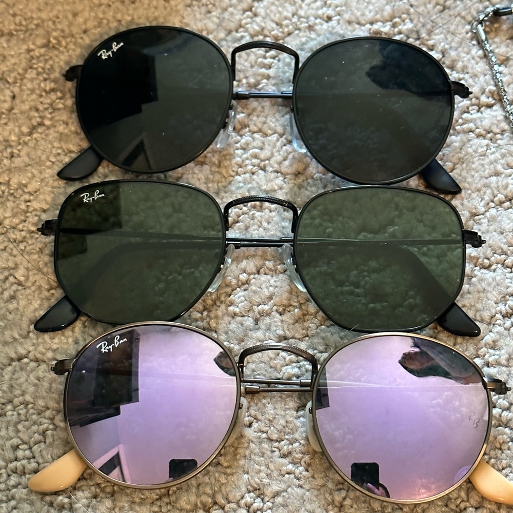 3 pairs ray-ban sunglasses